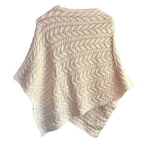 Elegant Cream Knit Poncho